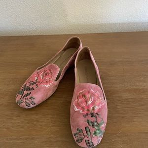 Donald J Pliner Pink Suede Flats